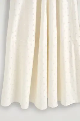 JUPE MIDI À POIS EN JACQUARD DE COTON - BLANC / POIS — photo 5