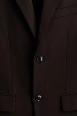 Veste Relaxed Fit en laine mélangée - Marron foncé — photo 5