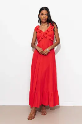 Robe longue à volants Femme — photo 3