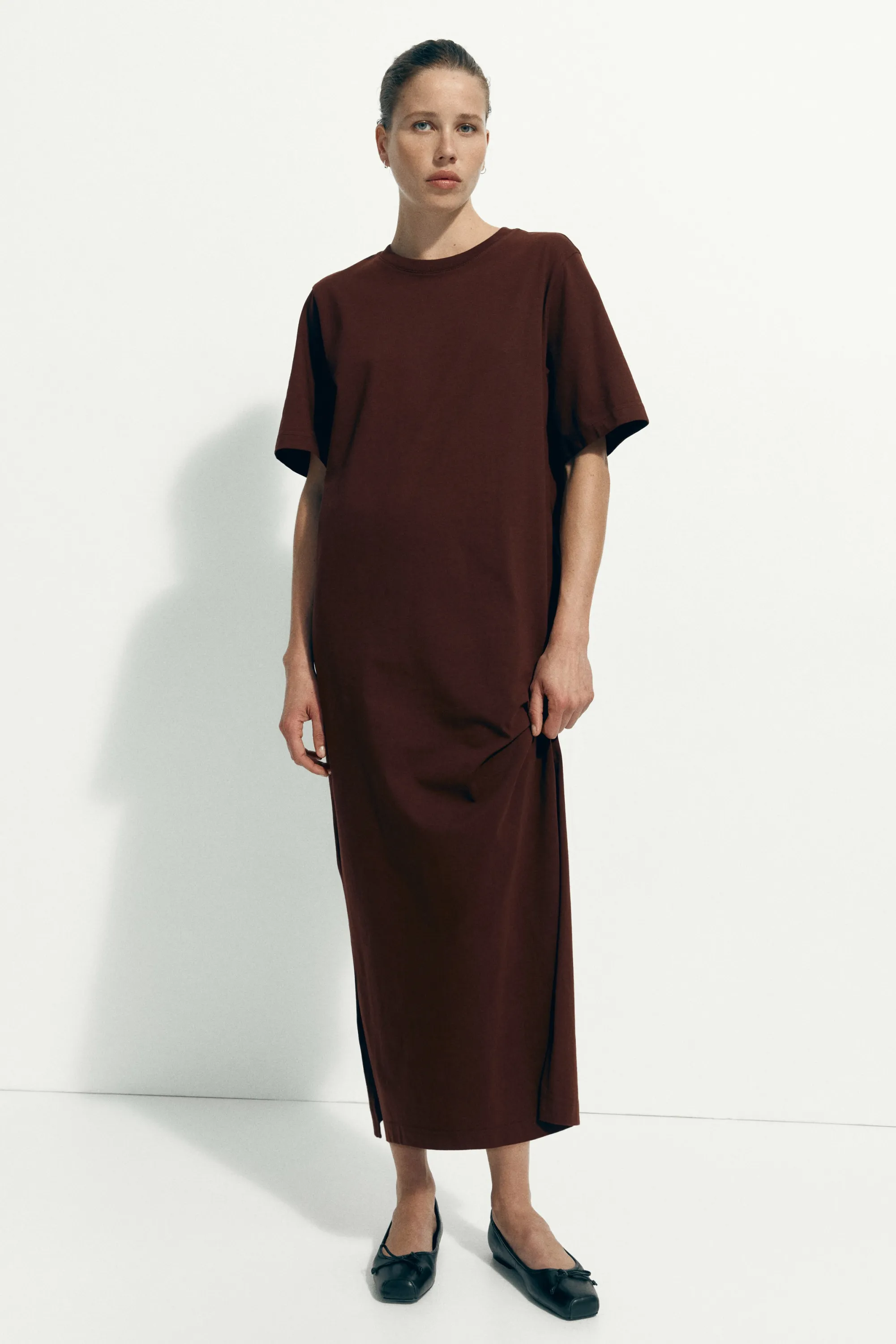 Longue robe T-shirt - Marron