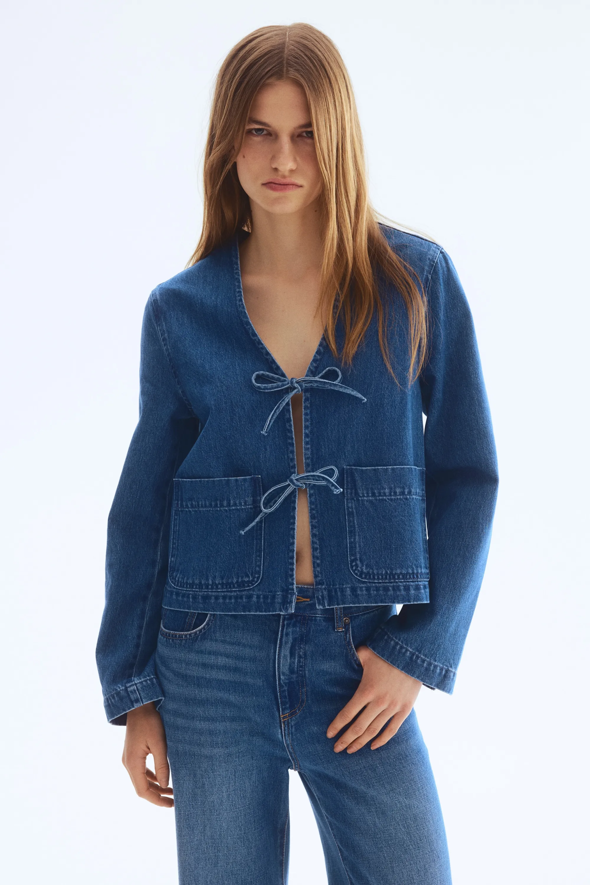 Veste à nouer en denim - Bleu denim