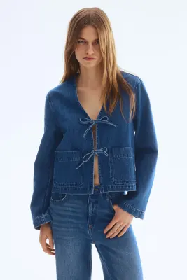 Veste à nouer en denim - Bleu denim — photo 1