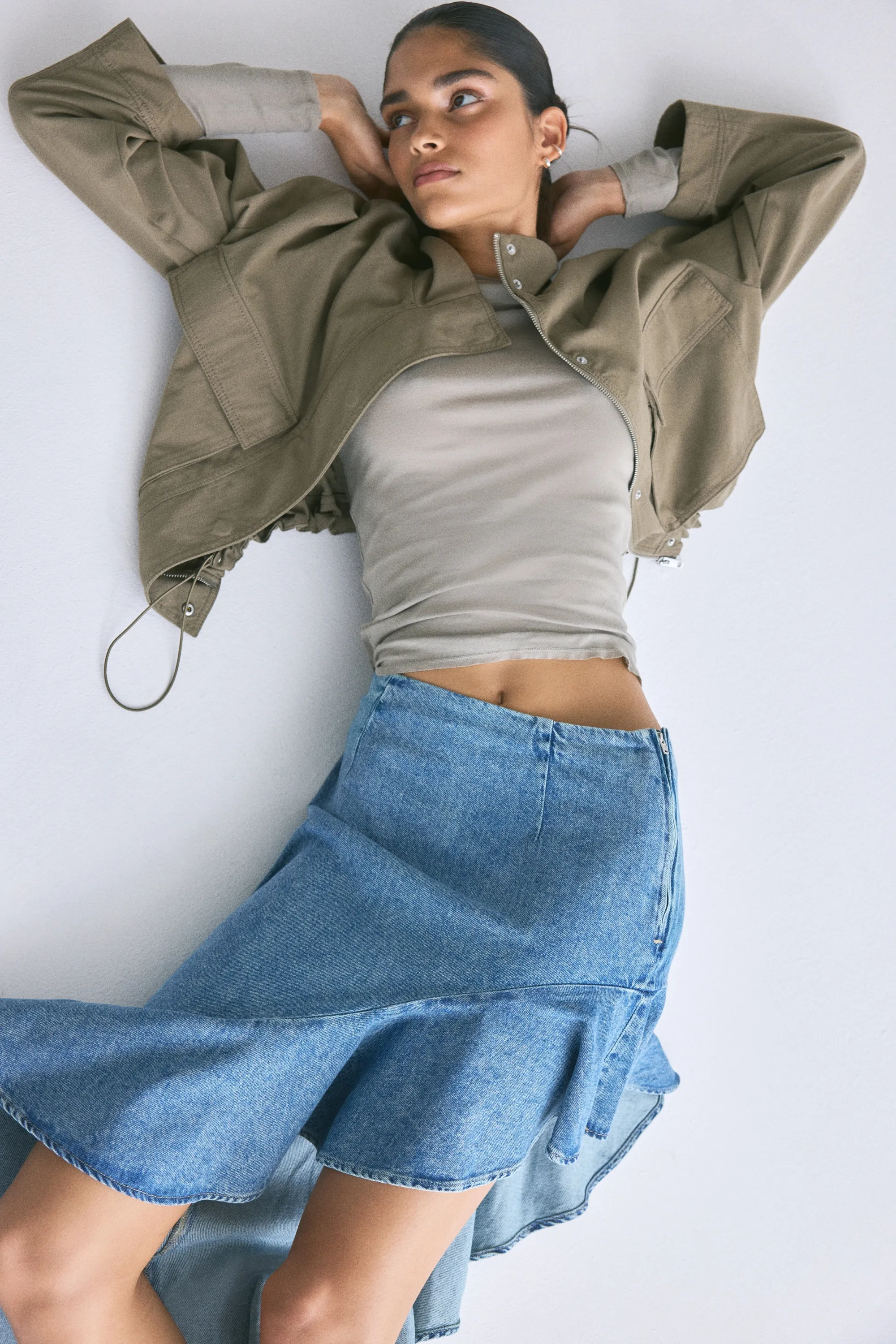 Jupe asymétrique en denim - Bleu denim clair