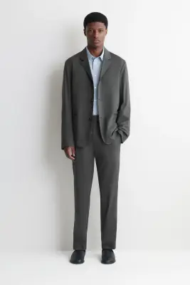 BLAZER SLIM FLOU EN COTON - GRIS FONCÉ — photo 2