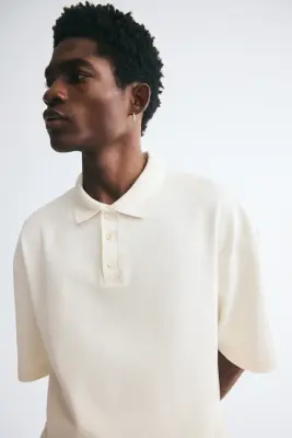 Polo Oversized Fit en coton - Crème — photo 1
