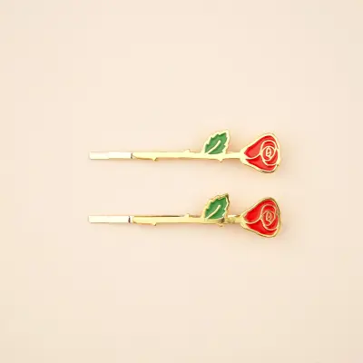 Duo de barrettes fines Roses Coucou Suzette — photo 2