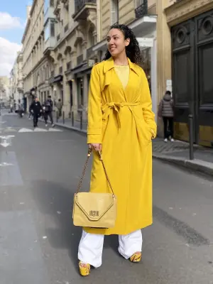 Trench manteau long ceinturé jaune tournesol Prix boutique 750€ Taille 38 à 40 — photo 3