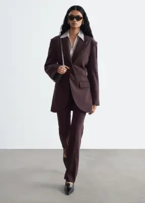 Blazer à boutonnage simple - Marron foncé — photo 2