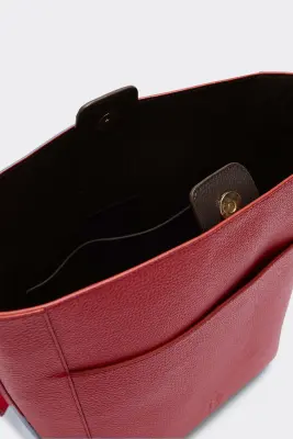 Sac Sasha grainé rouge intérieur chocolat — photo 4