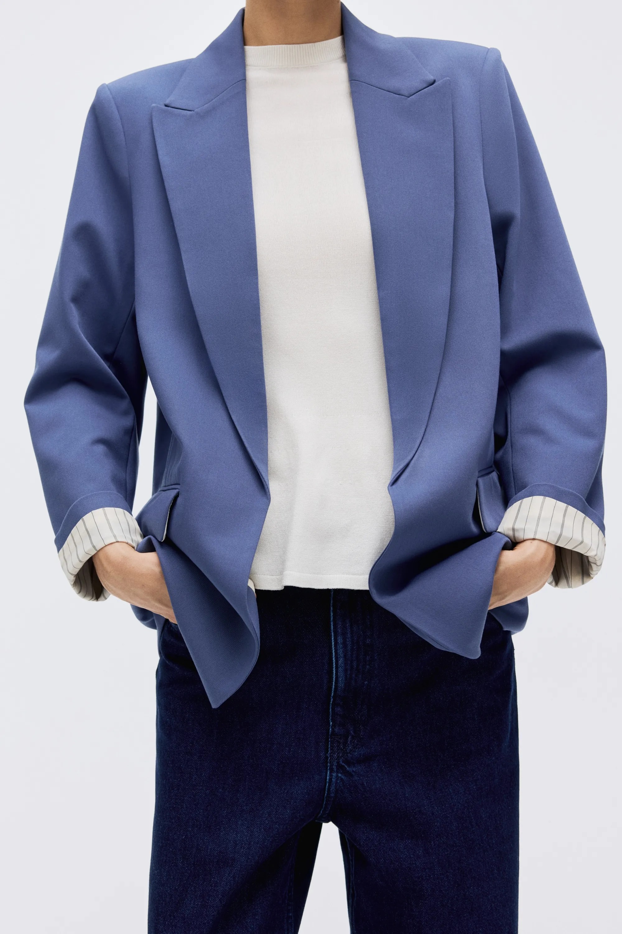 Blazer sans fermeture - Bleu pigeon