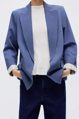 Blazer sans fermeture - Bleu pigeon — photo 1