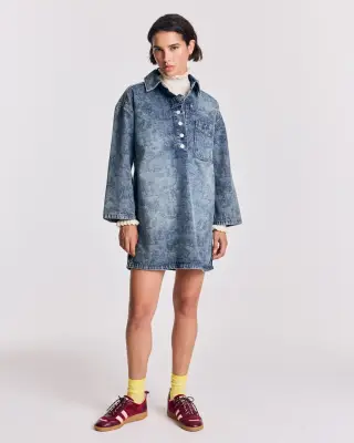 Robe Liva imprimé Toile de jeu bleu vintage — photo 2