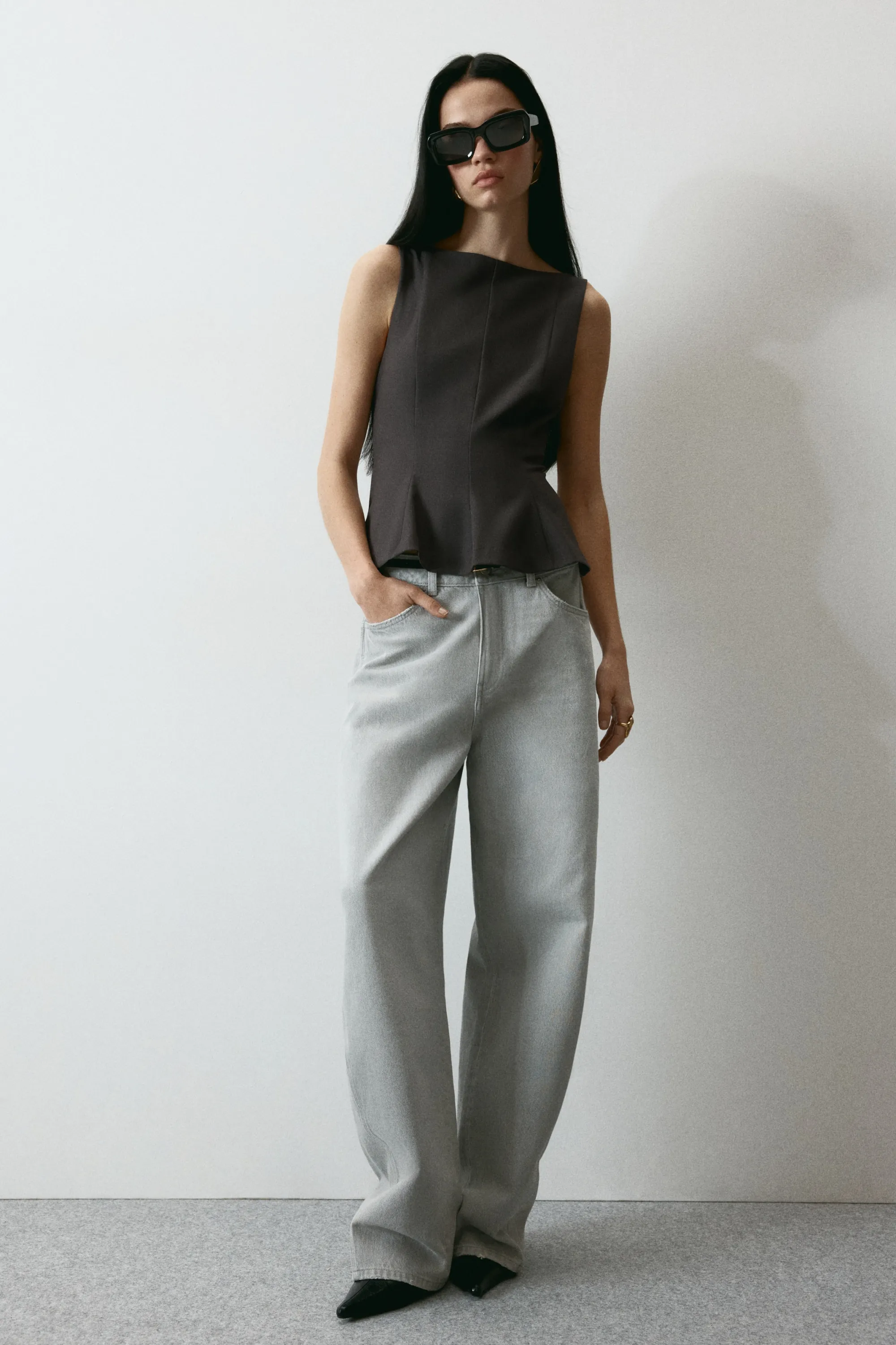 Top péplum chic - Gris foncé
