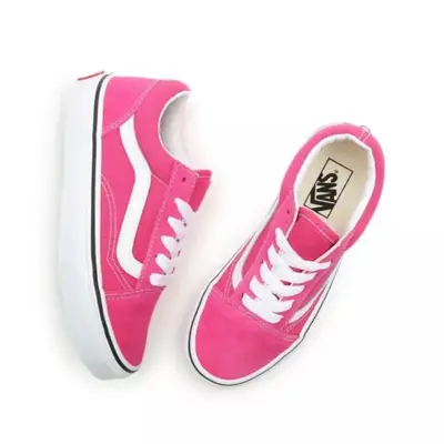 chaussures skateboard enfant vans old skool – fuchia / white — photo 5