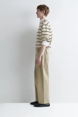 PANTALON DROIT DÉCONTRACTÉ EN SERGÉ DE COTON - SABLE — photo 2