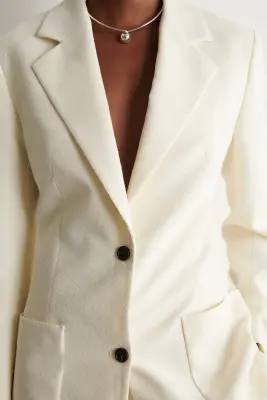 BLAZER À BOUTONNAGE SIMPLE EN BOUCLÉ - BLANC — photo 4