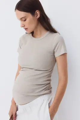 MAMA T-shirt en jersey côtelé - Beige ancien clair — photo 2