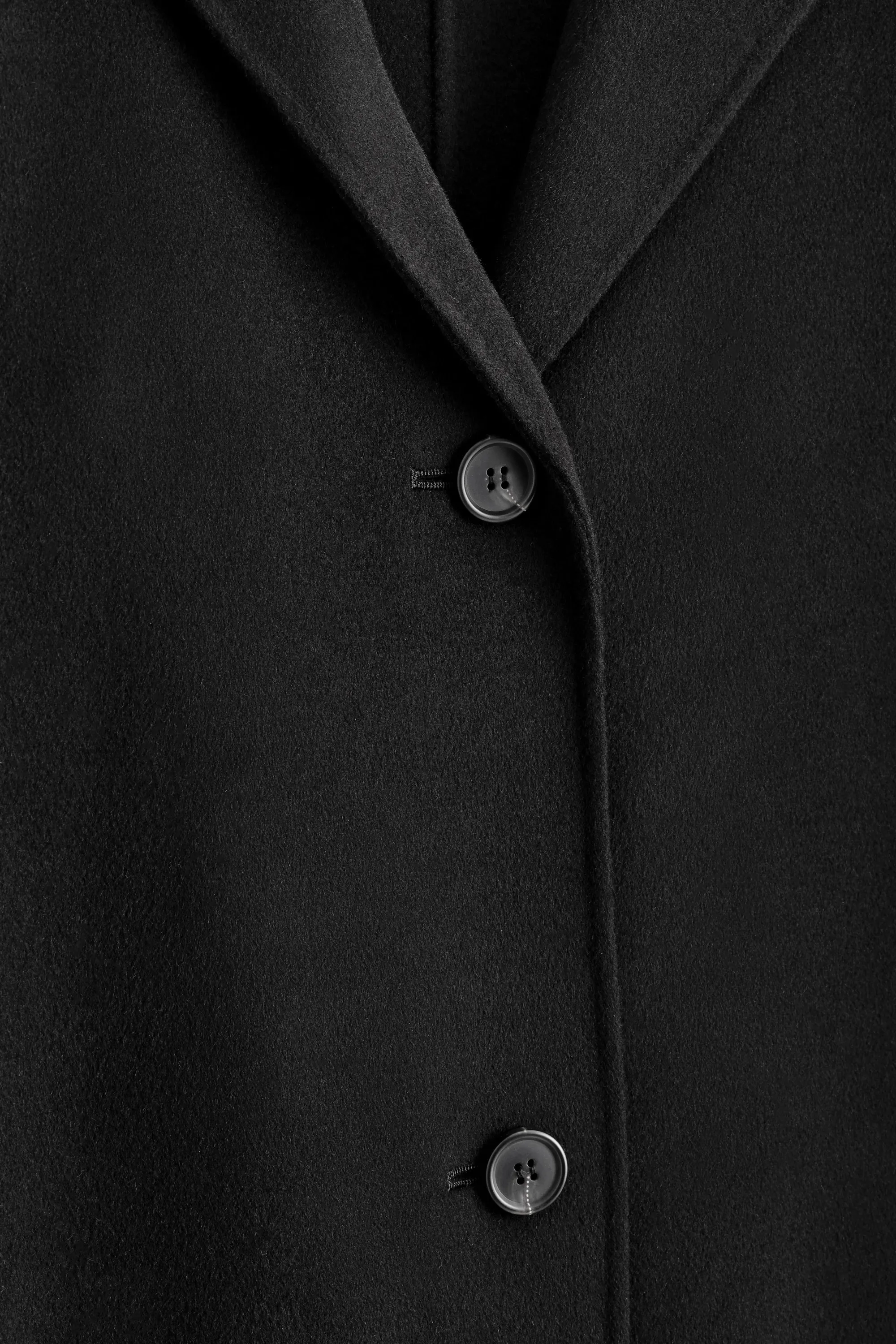 MANTEAU LONG EN LAINE DOUBLE FACE - NOIR