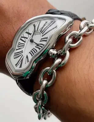 LAPHONT MELTING WATCH LARGE SILVER BLACK STRAP — photo 2
