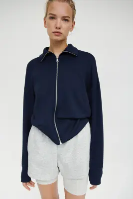 Veste de survêtement en jersey - Bleu foncé — photo 2