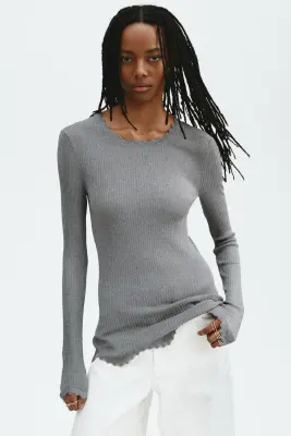 Top scintillant en viscose - Gris — photo 2