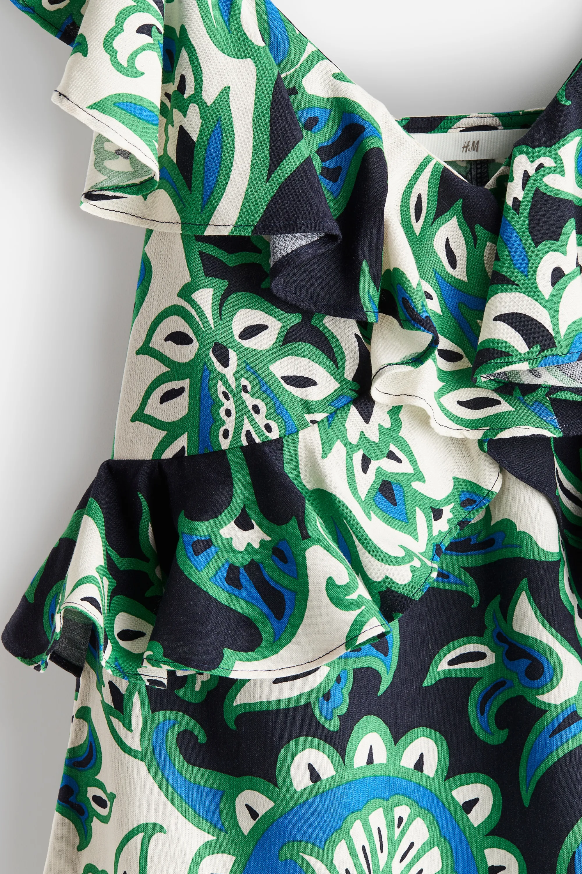 Robe volantée - Bleu marine/motif cachemire