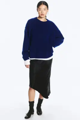 Pull en maille décontracté - Bleu foncé chiné — photo 1