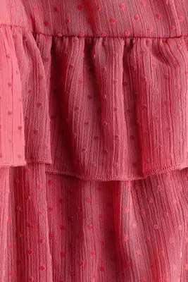 Robe volantée en plumetis - Rose foncé — photo 4