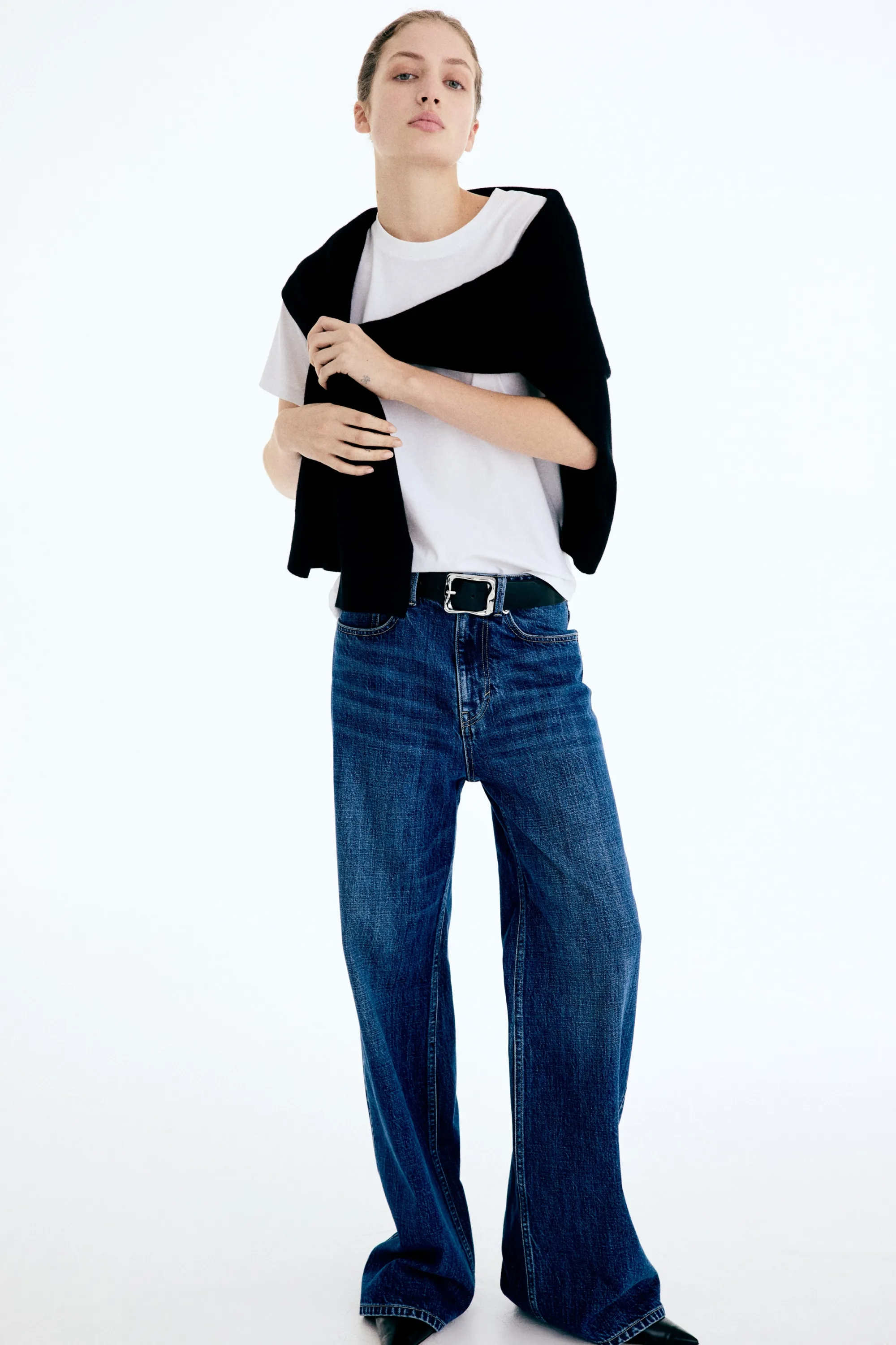 Wide High Jeans - Bleu denim
