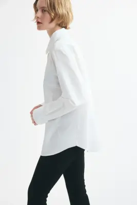 Chemise en popeline de coton - Blanc — photo 4