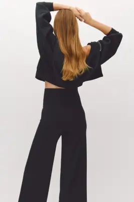 MAMA Pantalon de yoga avec ceinture repliée - Noir — photo 2