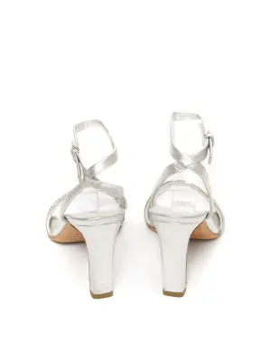 Sandales à talon et bride cheville en cuir argent Prix boutique 595€ Taille 35,5 — photo 4
