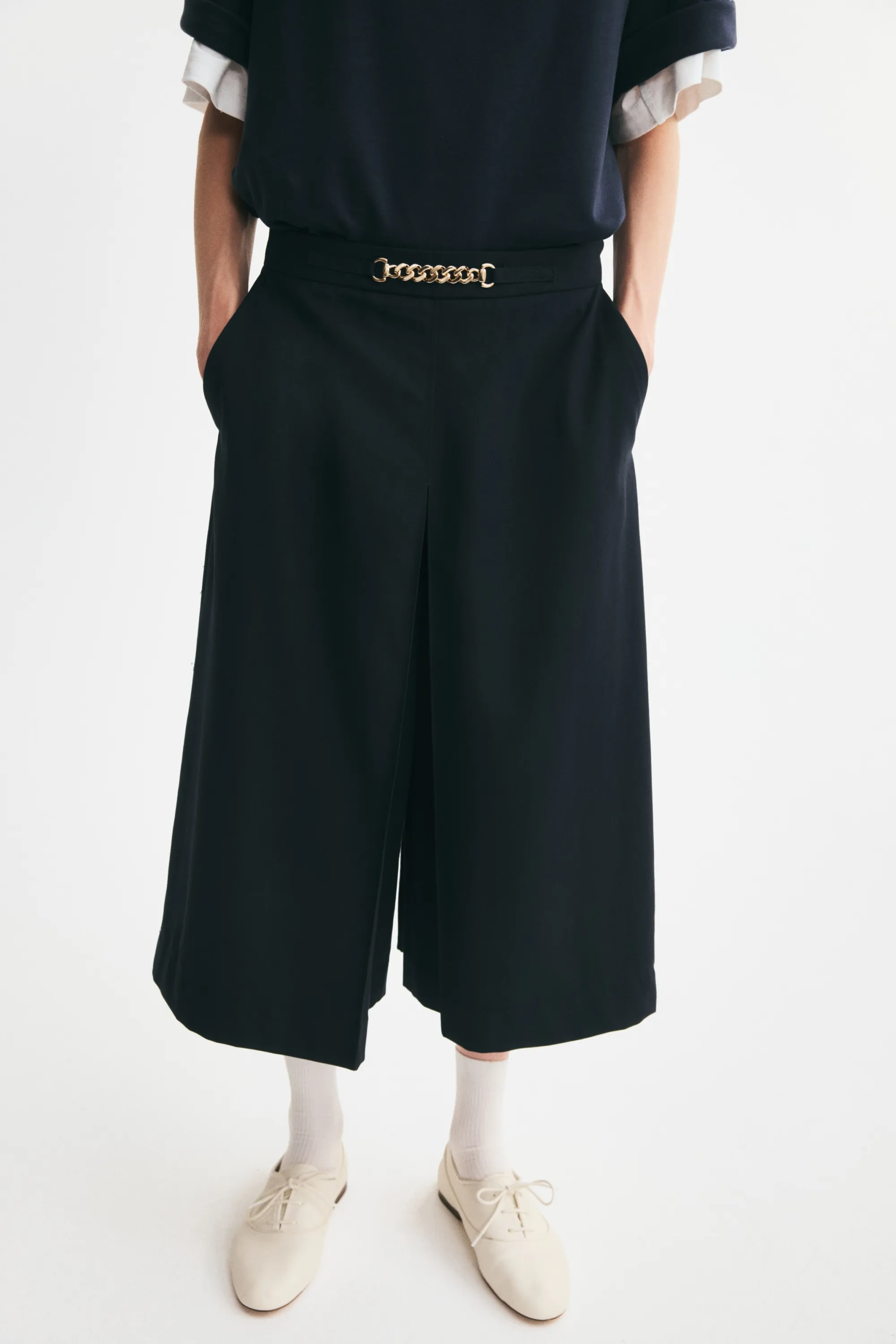 Jupe-culotte plissée - Bleu marine