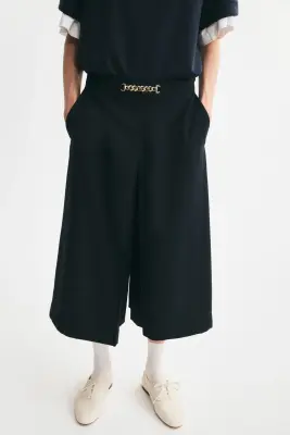Jupe-culotte plissée - Bleu marine — photo 1