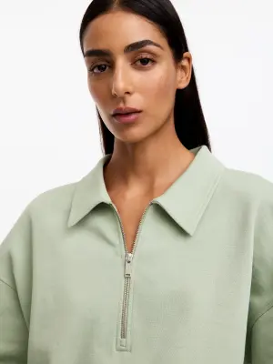 Sweat polo demi-zippé - Vert clair — photo 3