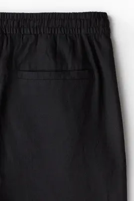 Pantalon Regular Fit en lin mélangé - Noir — photo 5