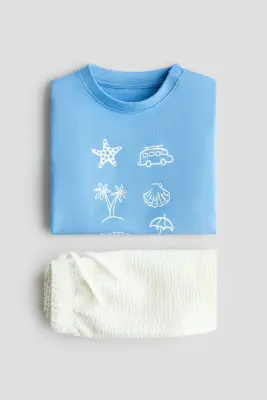 Ensemble 2 pièces en jersey de coton - Bleu clair/Côte d'Azur — photo 2