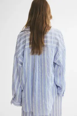 Chemise en crêpe - Bleu clair/rayé — photo 4
