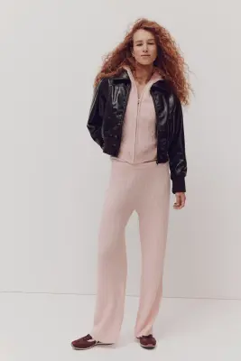 Pantalon en maille torsadée - Rose — photo 2