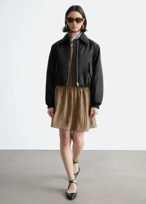 Veste style bomber courte - Noir — photo 3
