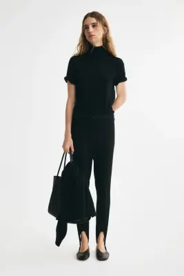 Top col roulé en maille fine - Noir — photo 1