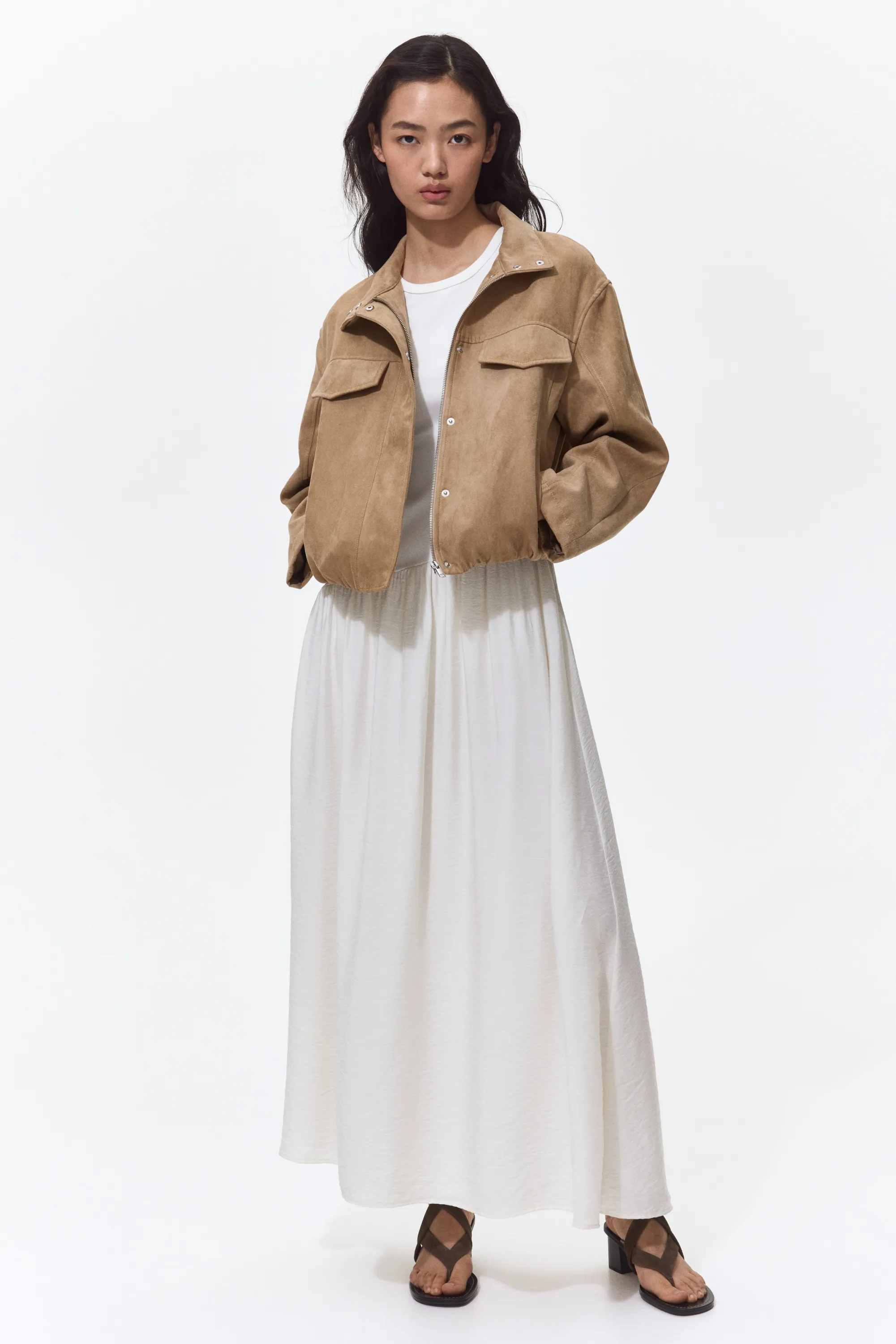 Veste en tissu enduit - Beige clair