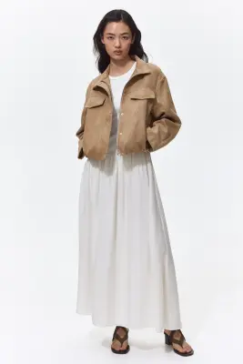 Veste en tissu enduit - Beige clair — photo 1