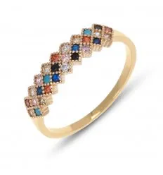 Bague plaque or pierres 25024-54