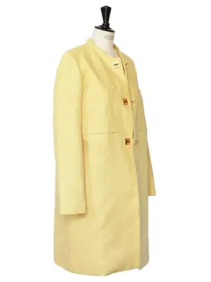 Veste manteau en chanvre et soie jaune citron doux Px boutique 2750€ Taille 38 — photo 5