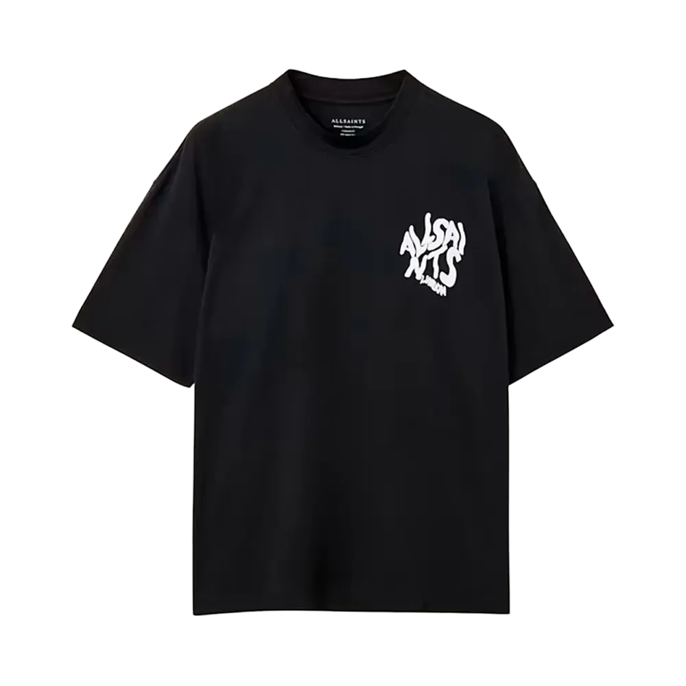 ALLSAINTS Orlando Logo Print Oversized T-Shirt Jet Black