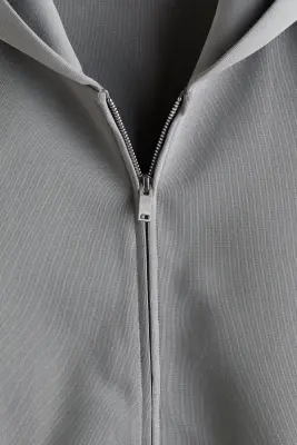 Veste à capuche zippée Oversized Fit en interlock - Gris clair — photo 4