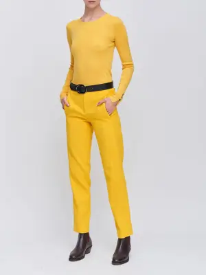 Pantalon taille basse fluide en crêpe jaune vif Prix boutique 300€ Taille 40 — photo 4