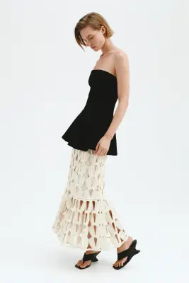 Jupe façon crochet - Crème — photo 1