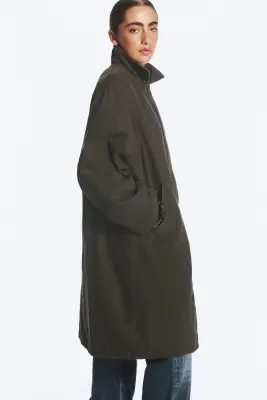 Manteau en toile coupe ample - Gris foncé — photo 4